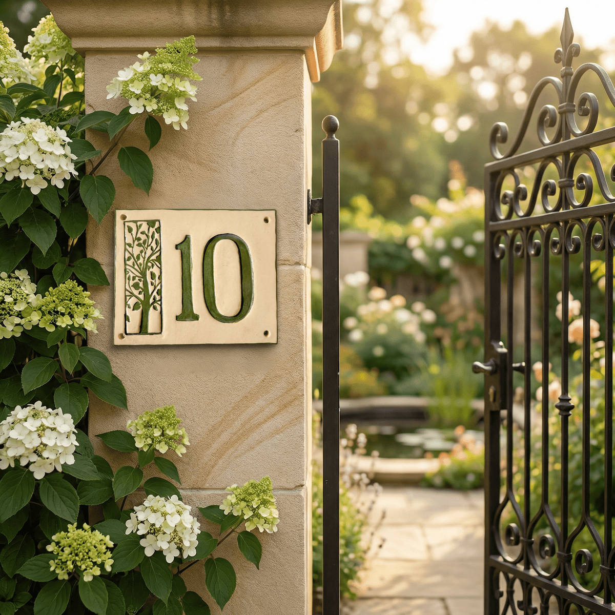 Handgefertigte Hausnummerntafel aus Keramik mit Baummotiv – Individuell &amp; langlebig
