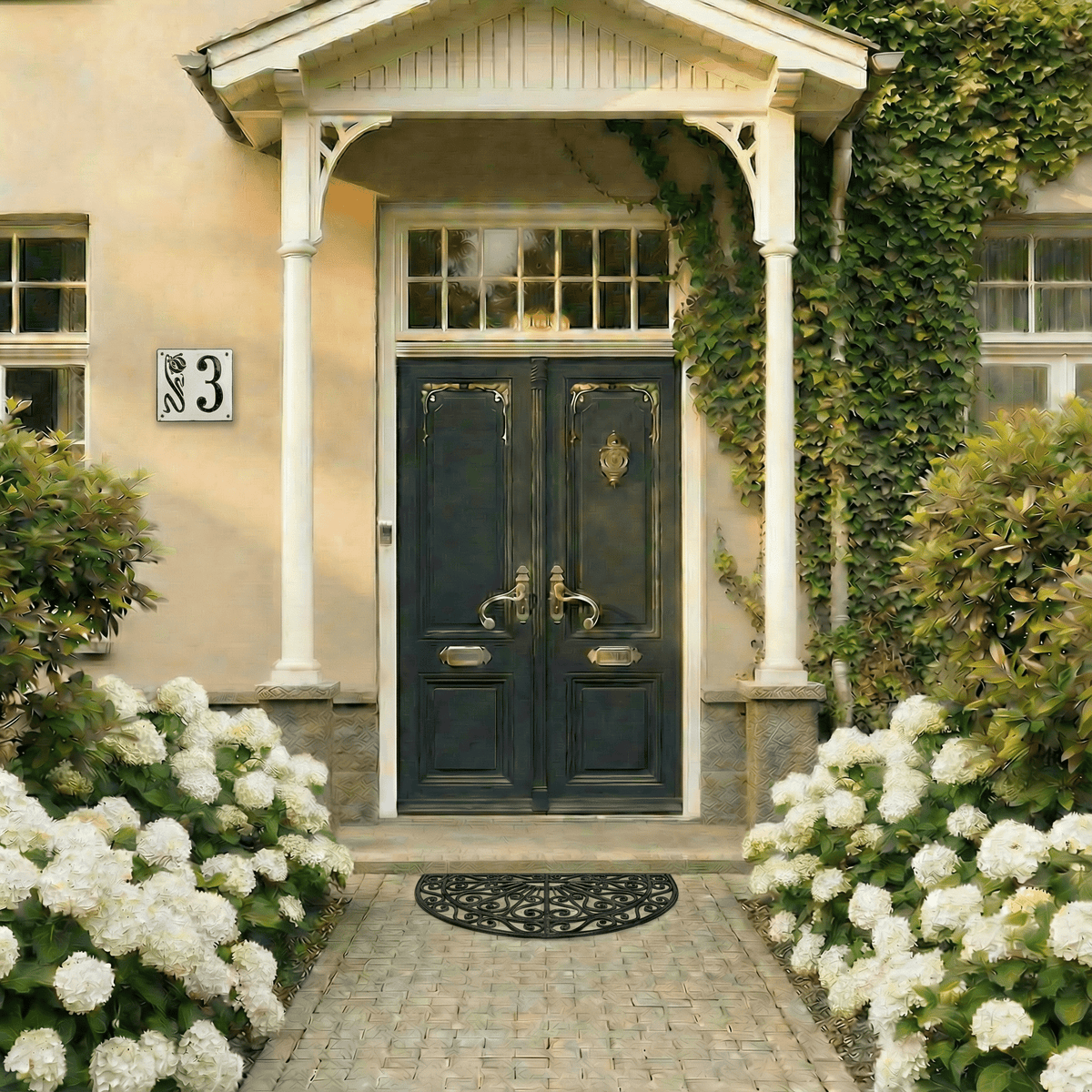 Handgefertigte Keramik-Hausnummer in Schwarz/Weiß – Individuelle Hausnummerntafel für den Eingangsbereich