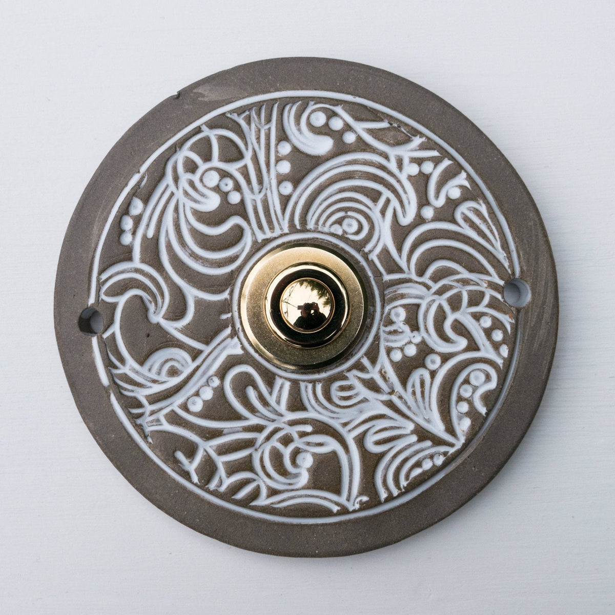 Handgefertigte Keramik-Klingelplatte , ca. 9–11 cm, Wetterfest und Frostbeständig Maße? Siehe Beschreibung - Keramikwerkstatt Johanna Brückner