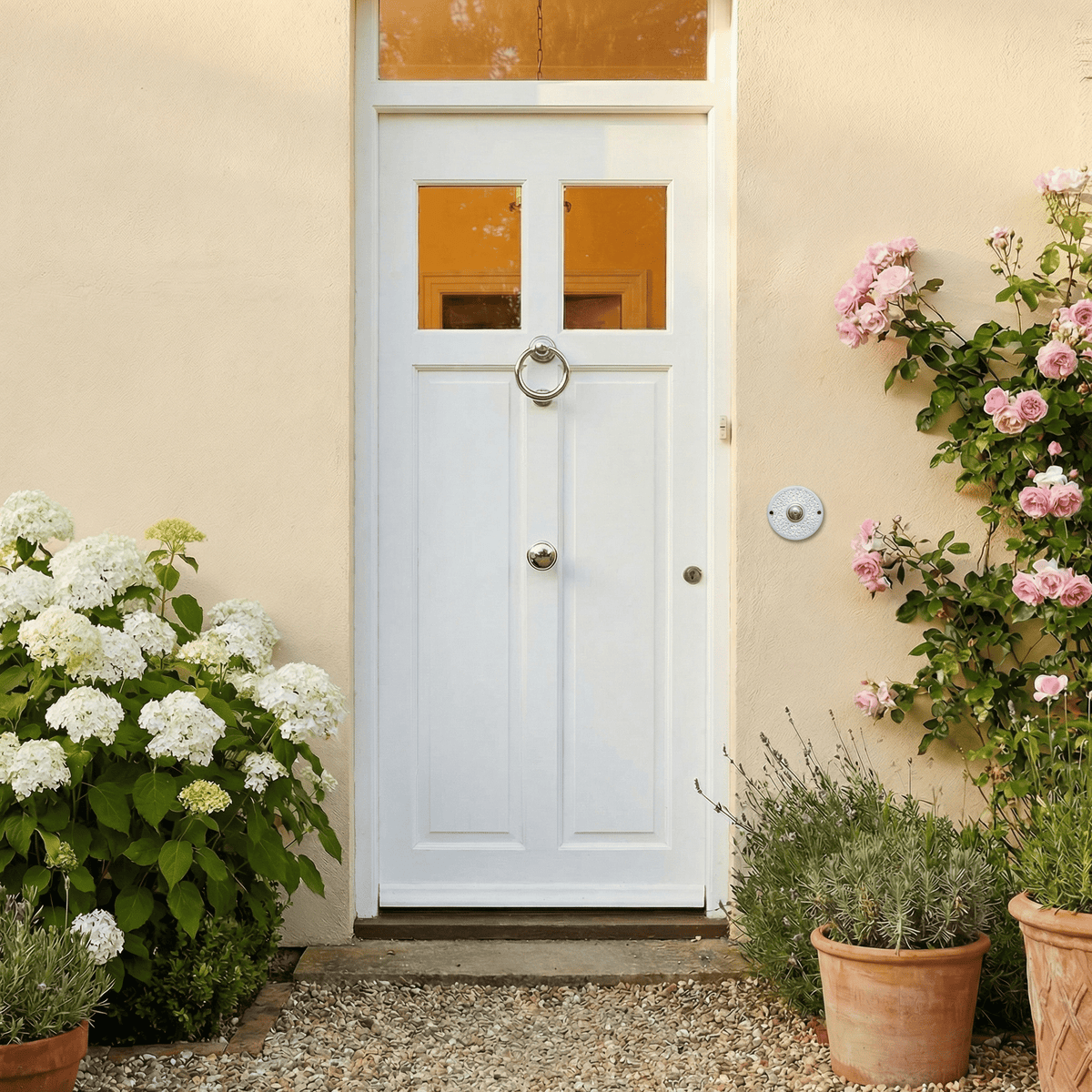 Handgefertigte Keramik-Klingelplatte im Mandala-Design – Grau/Weiß, ca 16 cm Runde Türglocke  Maße? Siehe Beschreibung