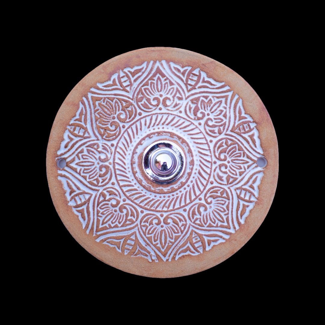 Klingelplatte aus Keramik Mandala F (16 cm)
