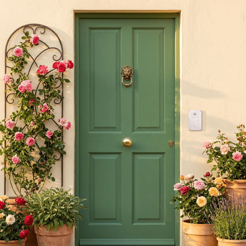 Handgefertigte Keramik-Klingelplatte mit Blumen-Mandala – 10 × 16 cm  Maße? Siehe Beschreibung