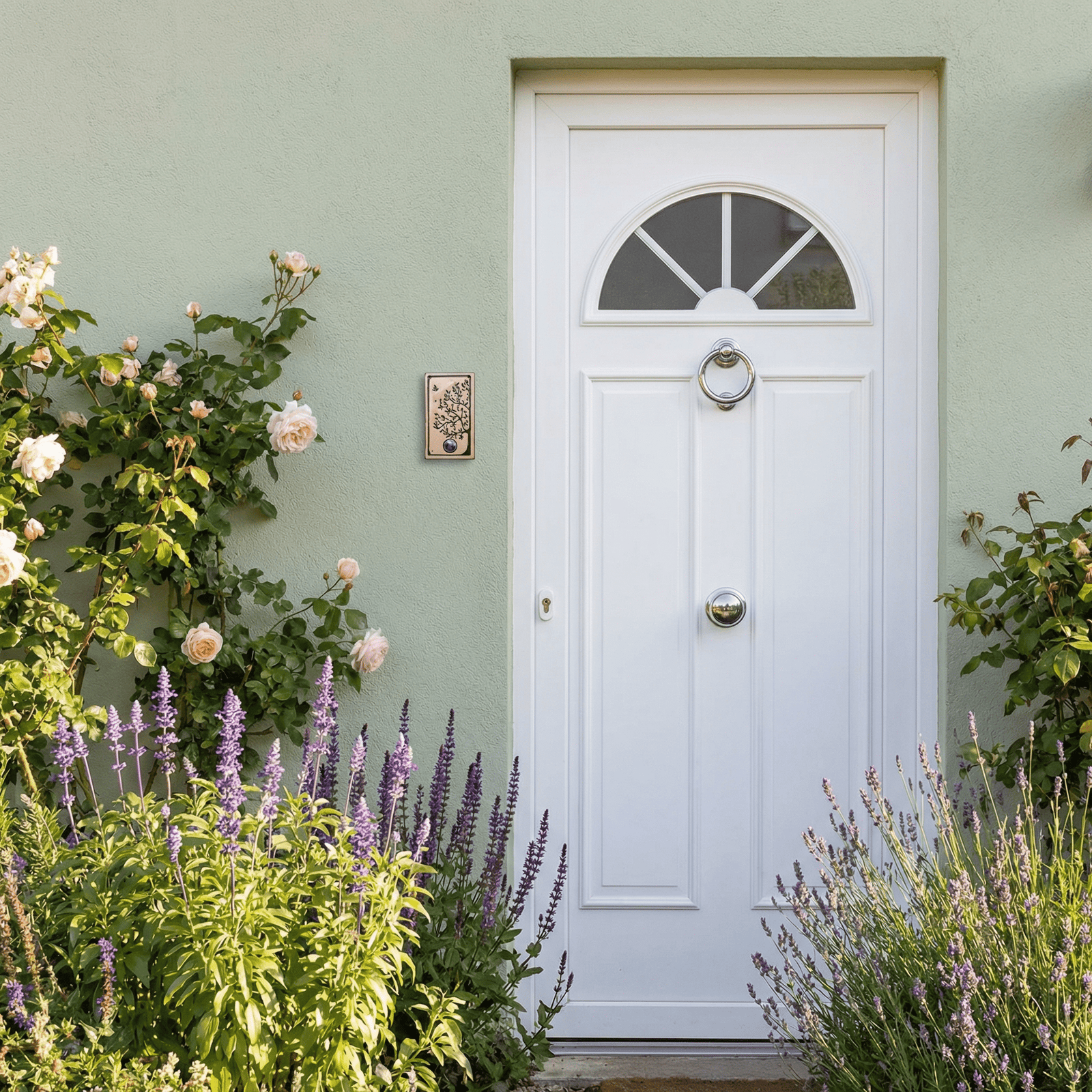 Handgefertigte Keramik-Klingelplatte mit Lebensbaum – 11 × 19 cm  Maße? Siehe Beschreibung