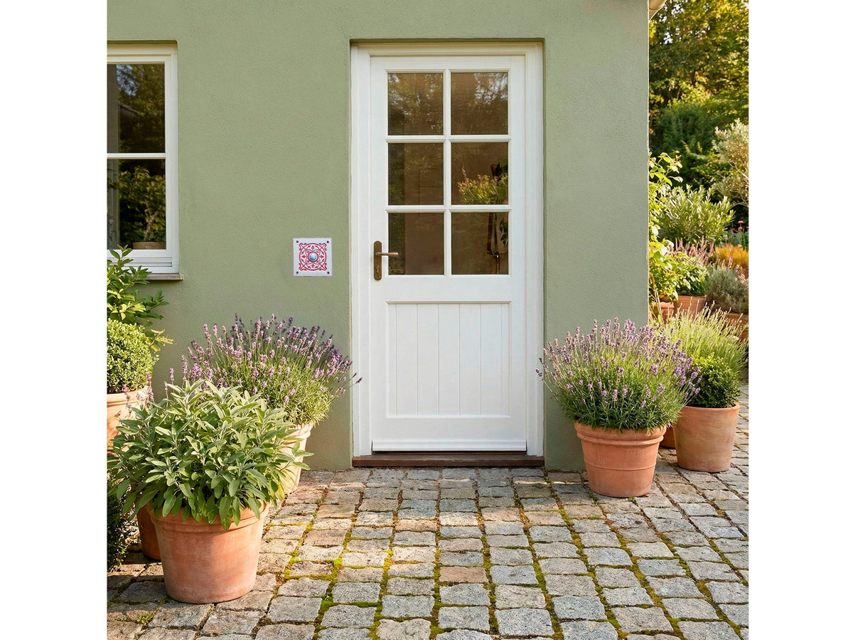 Handgefertigte Keramik-Klingelplatte – Modell G, ca. 10–12 cm, Wetterfest und Frostbeständig  Maße? Siehe Beschreibung