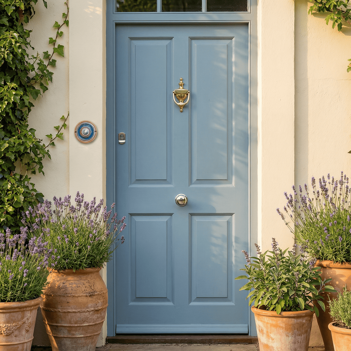 Handgefertigte Keramik-Klingelplatte – Rundes Klingelschild mit Türkisem Glas– ca. 12 cm – Wetterfest &amp; Frostsicher