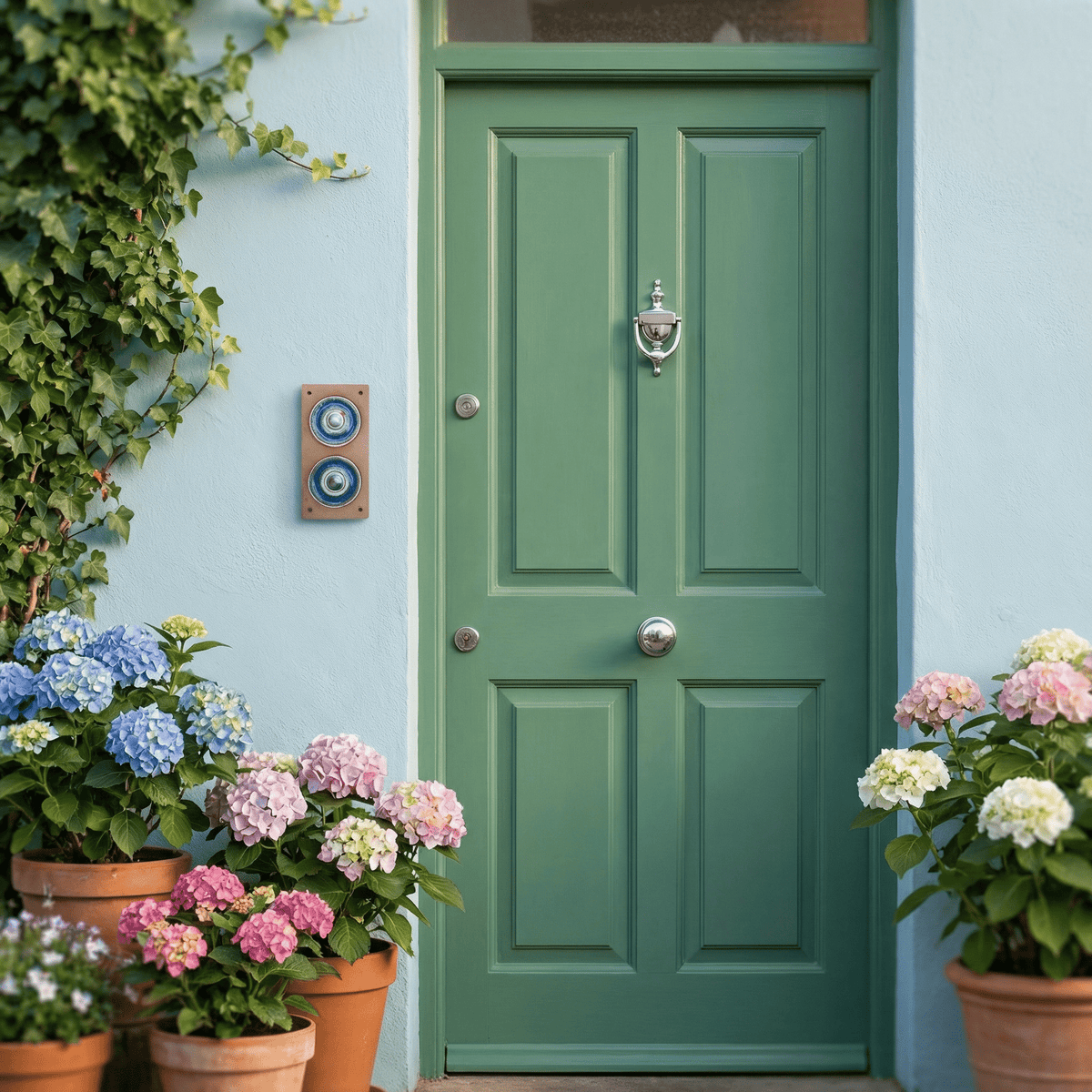 Handgefertigte Klingelplatte aus Keramik – Mit zwei Klingeln, ca 23 × 11,5 cm