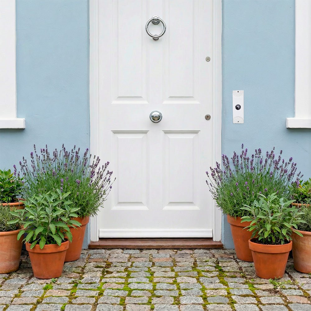 Handgefertigte personalisierbare Keramik-Klingelplatte mit floralem Design ca B6 cm,H 16cm  Maße? Siehe Beschreibung