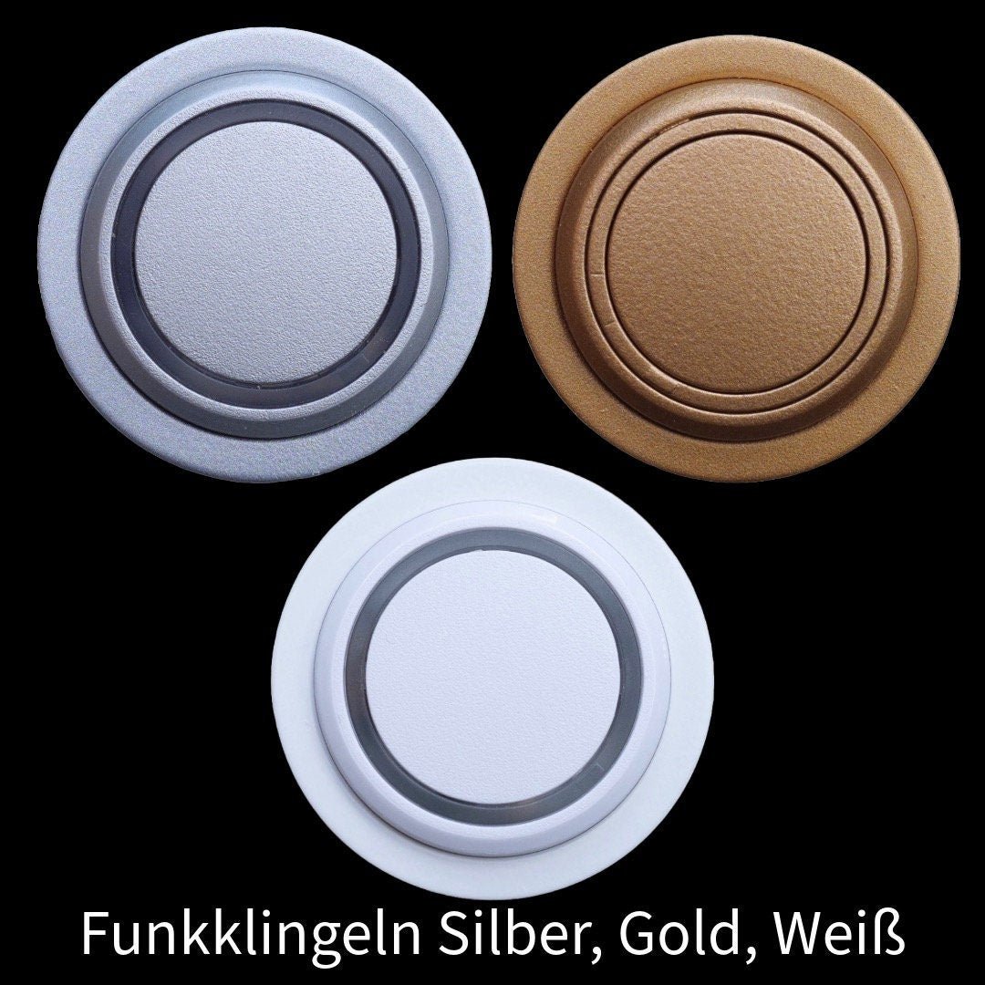 three circular objects with different colors: silver, gold, and white.