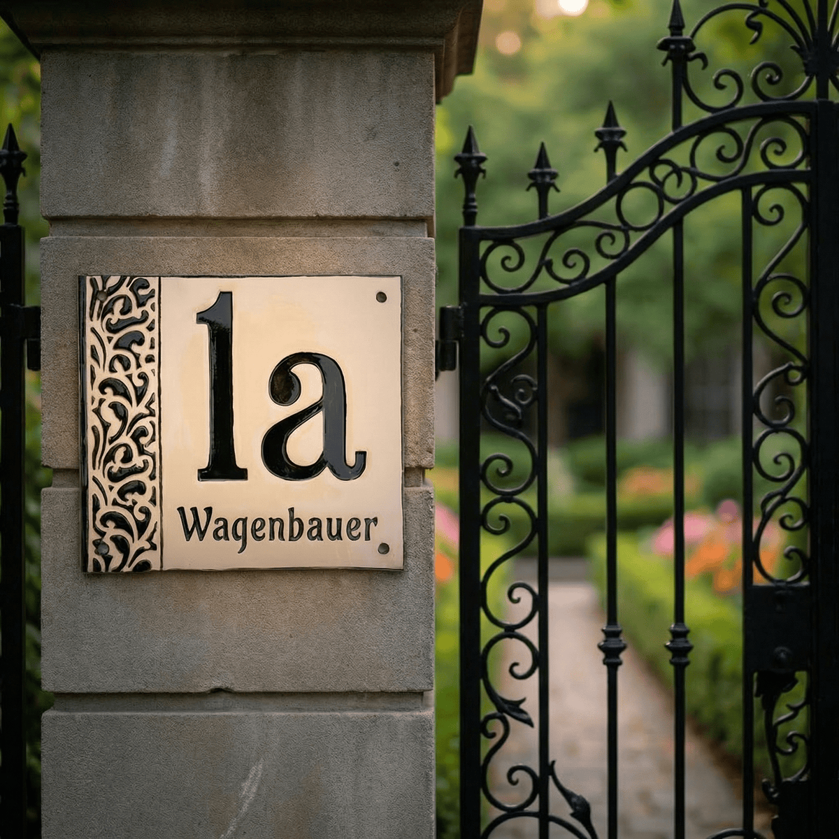 Handgefertigtes Hausnummernschild aus Keramik – Mit Straßen, oder Familienname