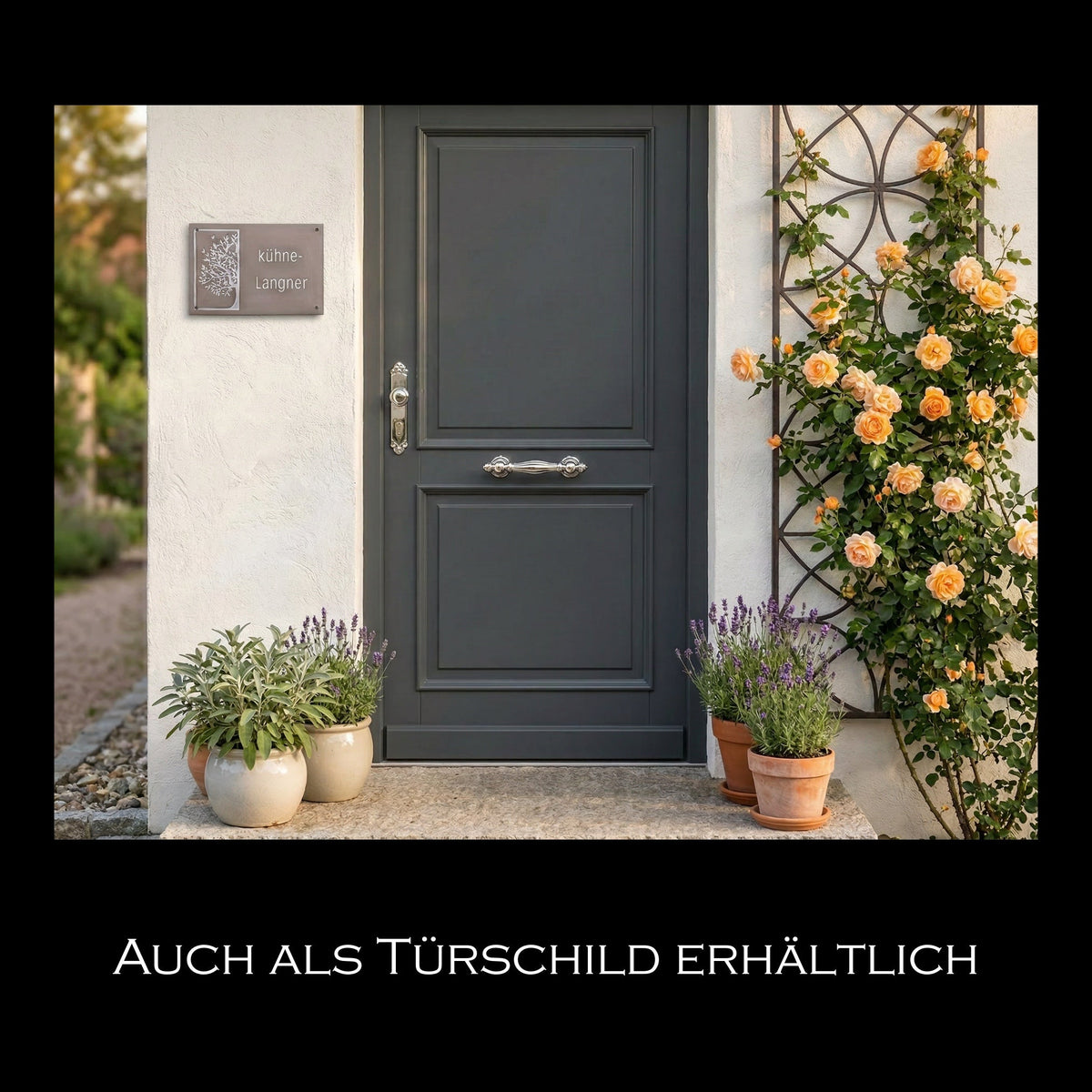 Handgefertigtes Hausnummernschild mit Baum – Mit Straßen, oder Familienname - Keramikwerkstatt Johanna Brückner