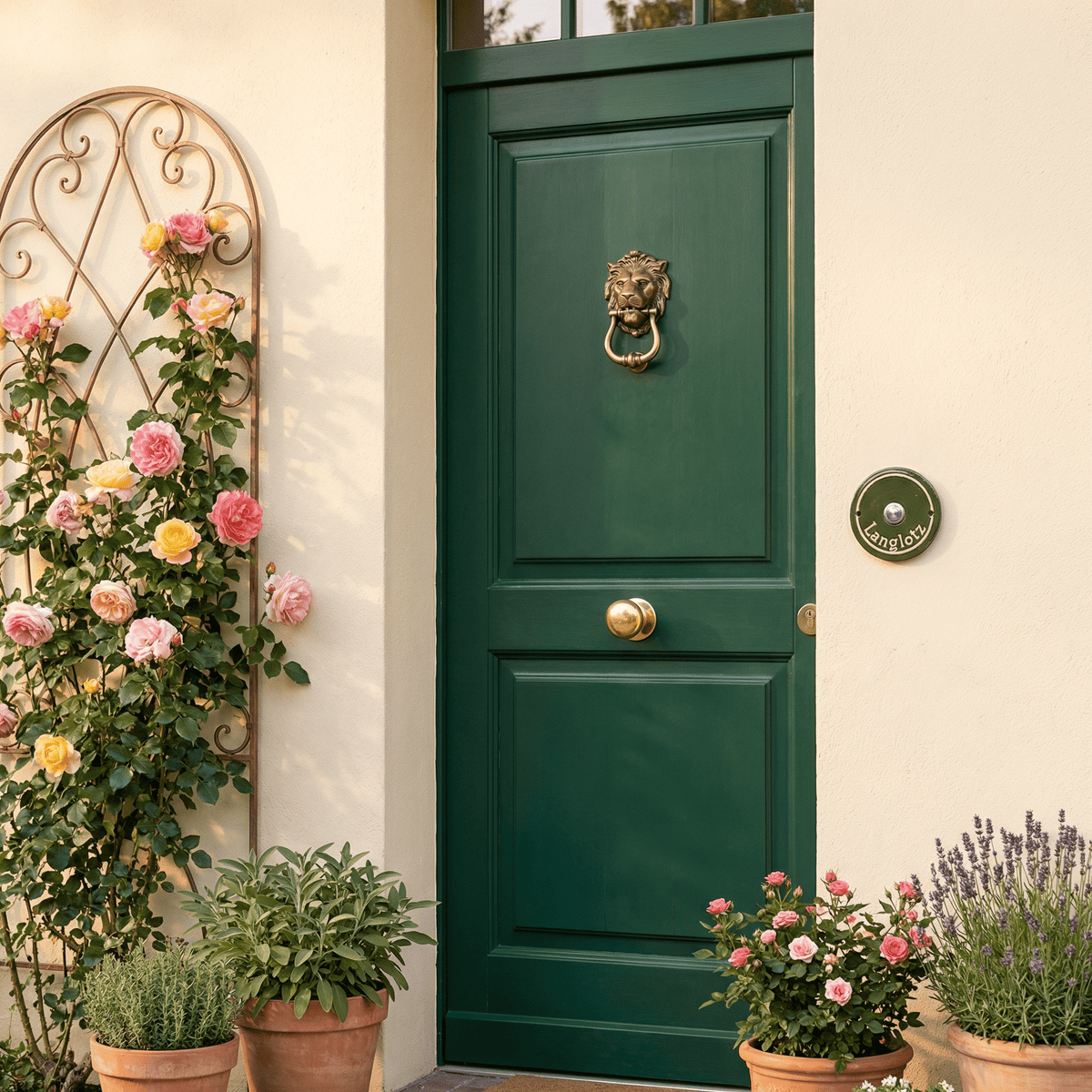 Handgefertigtes  Keramik-Klingelschild mit individueller Gravur, rund
