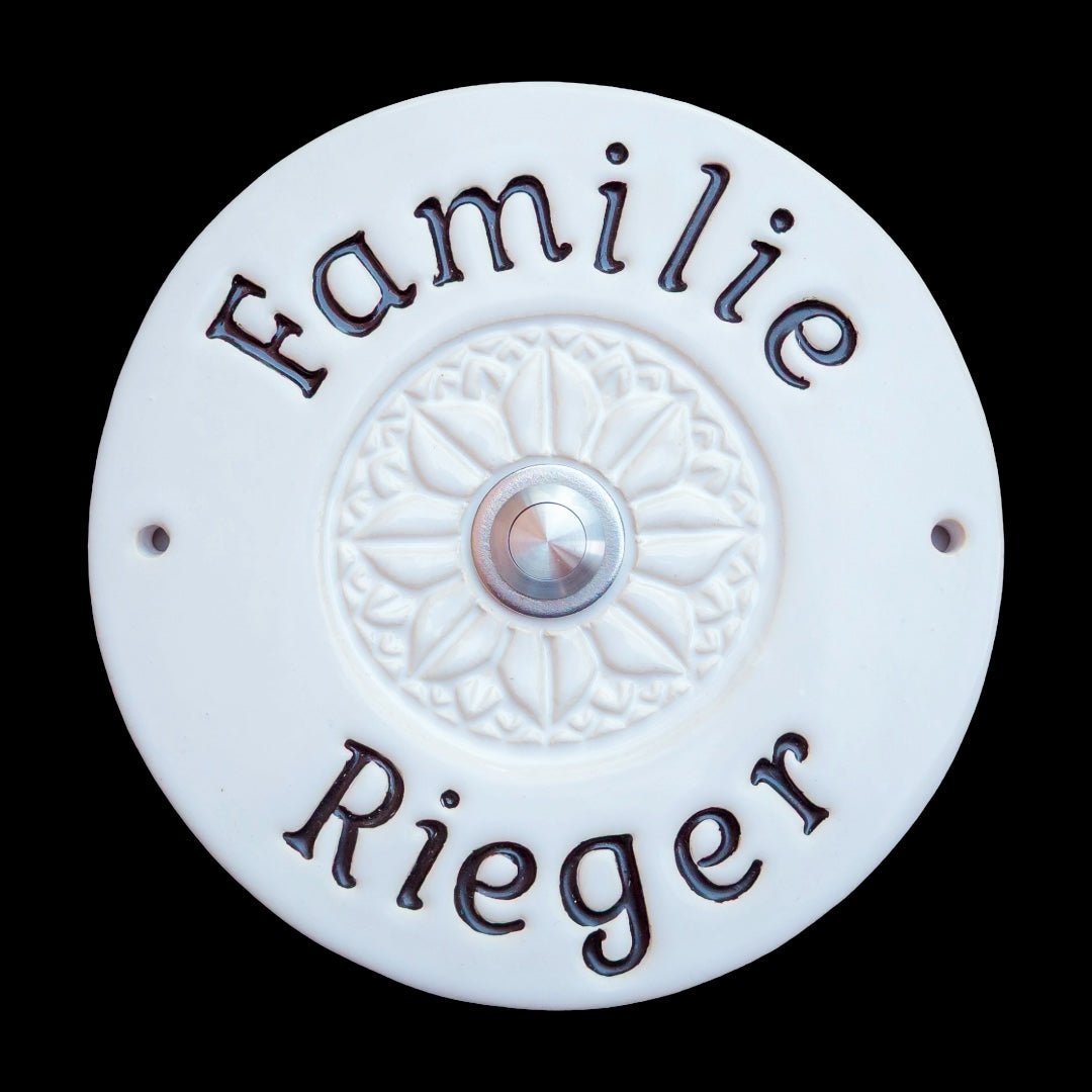 Handgefertigtes Keramik Türschild frostfest - Personalisiert Namensschild Haustür - Landhaus Stil Keramik