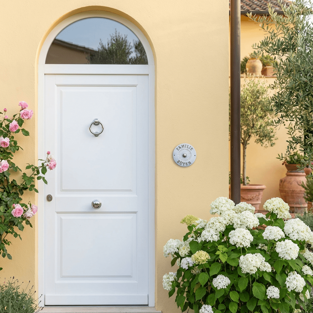 Handgefertigtes Keramik Türschild frostfest - Personalisiert Namensschild Haustür - Landhaus Stil Keramik