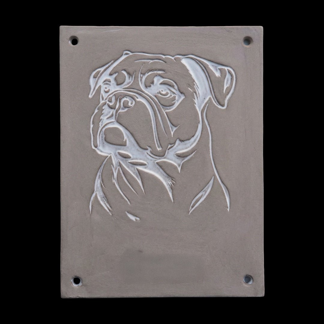 Handgefertigtes Keramik-Türschild mit Bulldoggen Profil,für Hundefans