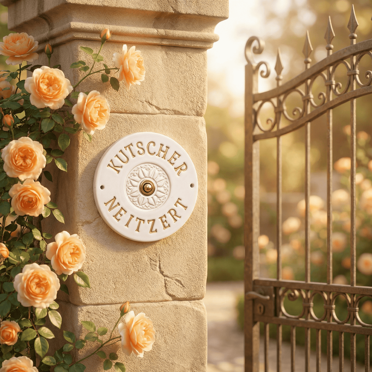 Handgefertigtes Keramik-Türschild,– Namensschild, Handgefertigte Keramik-Klingelplatte - Keramikwerkstatt Johanna Brückner