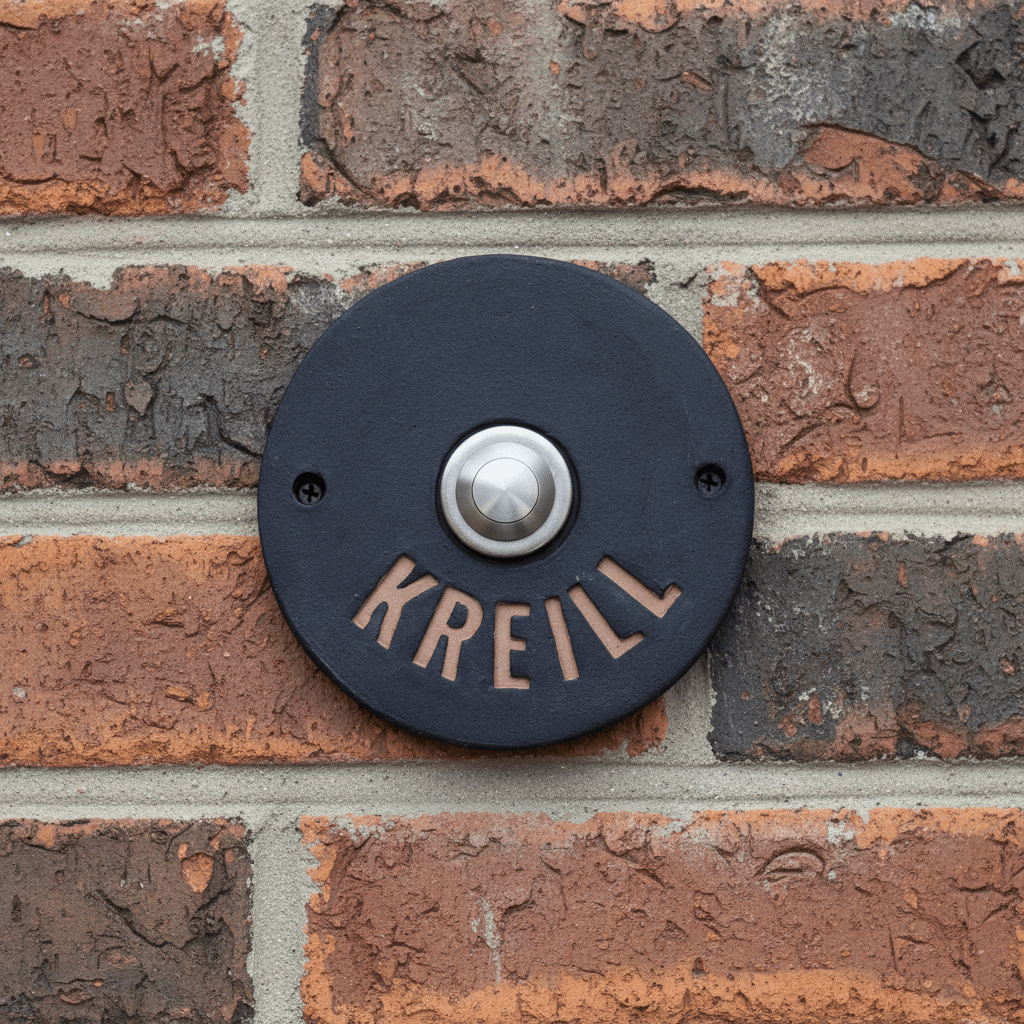 Handgefertigtes rundes,matt schwarzes Keramik-Klingelschild mit individueller Gravur