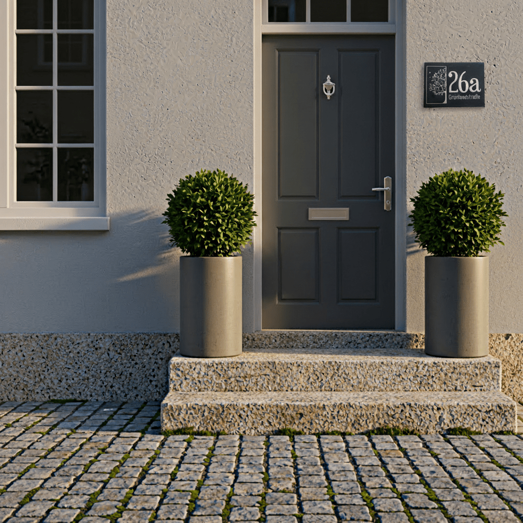 Handgemachte Hausnummer Tafel aus Keramik mit Baum-Motiv – personalisierbar, wetterfest, Maße siehe Beschreibung*,