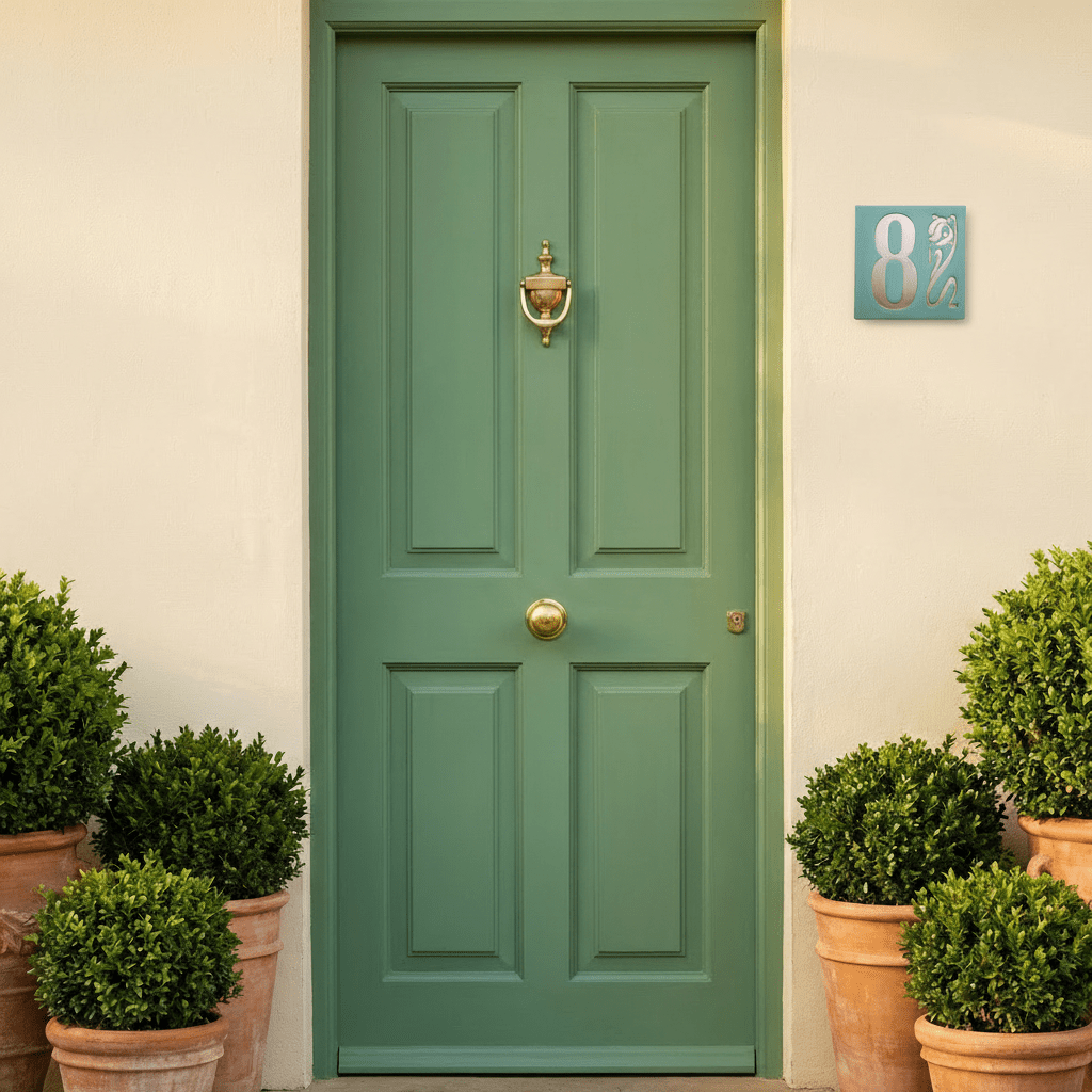 Handgemachte Hausnummer Tafel aus Keramik mit Tulpe – personalisierbar, wetterfest