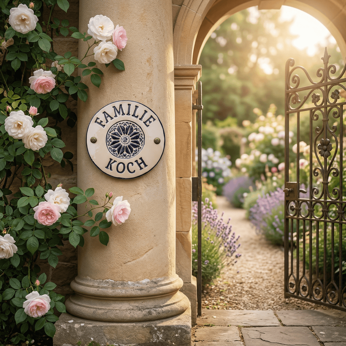 Handgemachte Klingelplatte aus Keramik – personalisiertes Klingelschild ca. 18 cm, wetterfest - Keramikwerkstatt Johanna Brückner