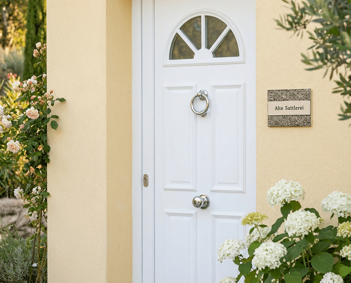 Handgemachtes Türschild aus Keramik – Namensschild mit Ornamente, Muster wetter- &amp; frostfest