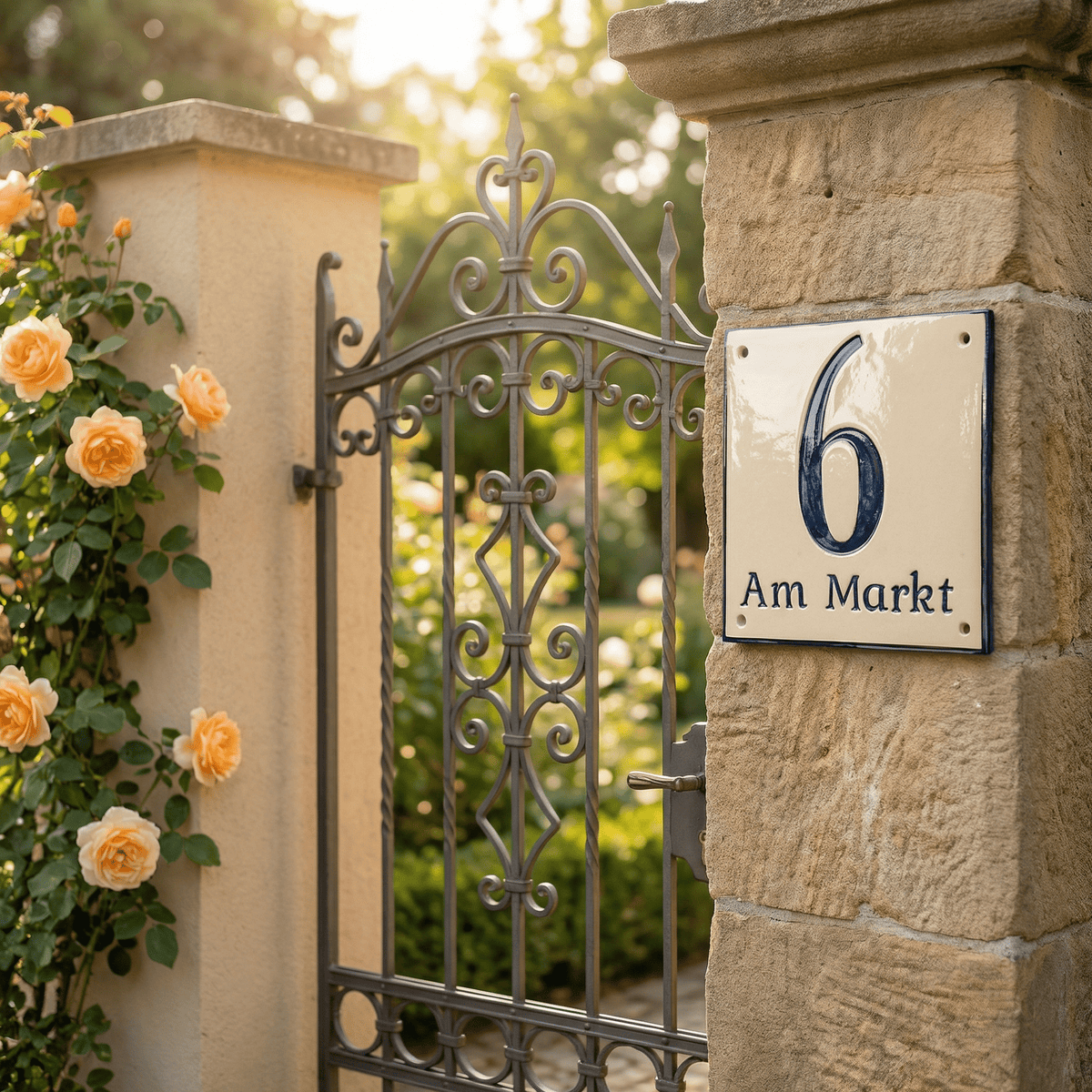 Hausnummer Schild –Hausnummer Tafel für Außenbereich, mit Straßen, oder Familienname