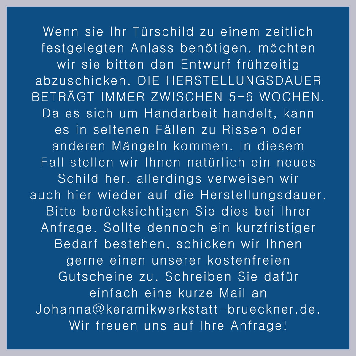 Handgefertigtes Keramik-Türschild – Namensschild (ca. 21×14 cm),Weiß