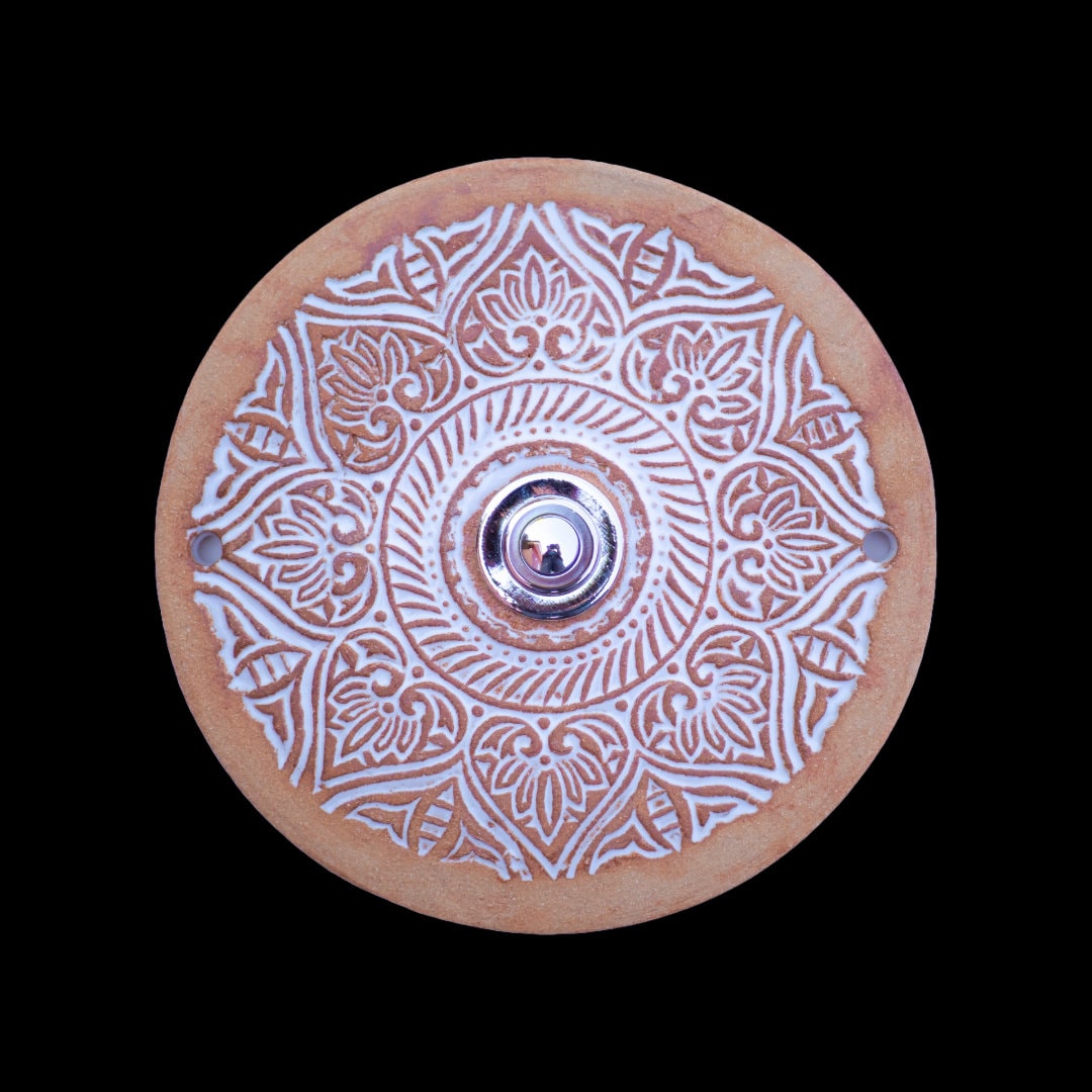 Klingelplatte aus Keramik Mandala F (16 cm)
