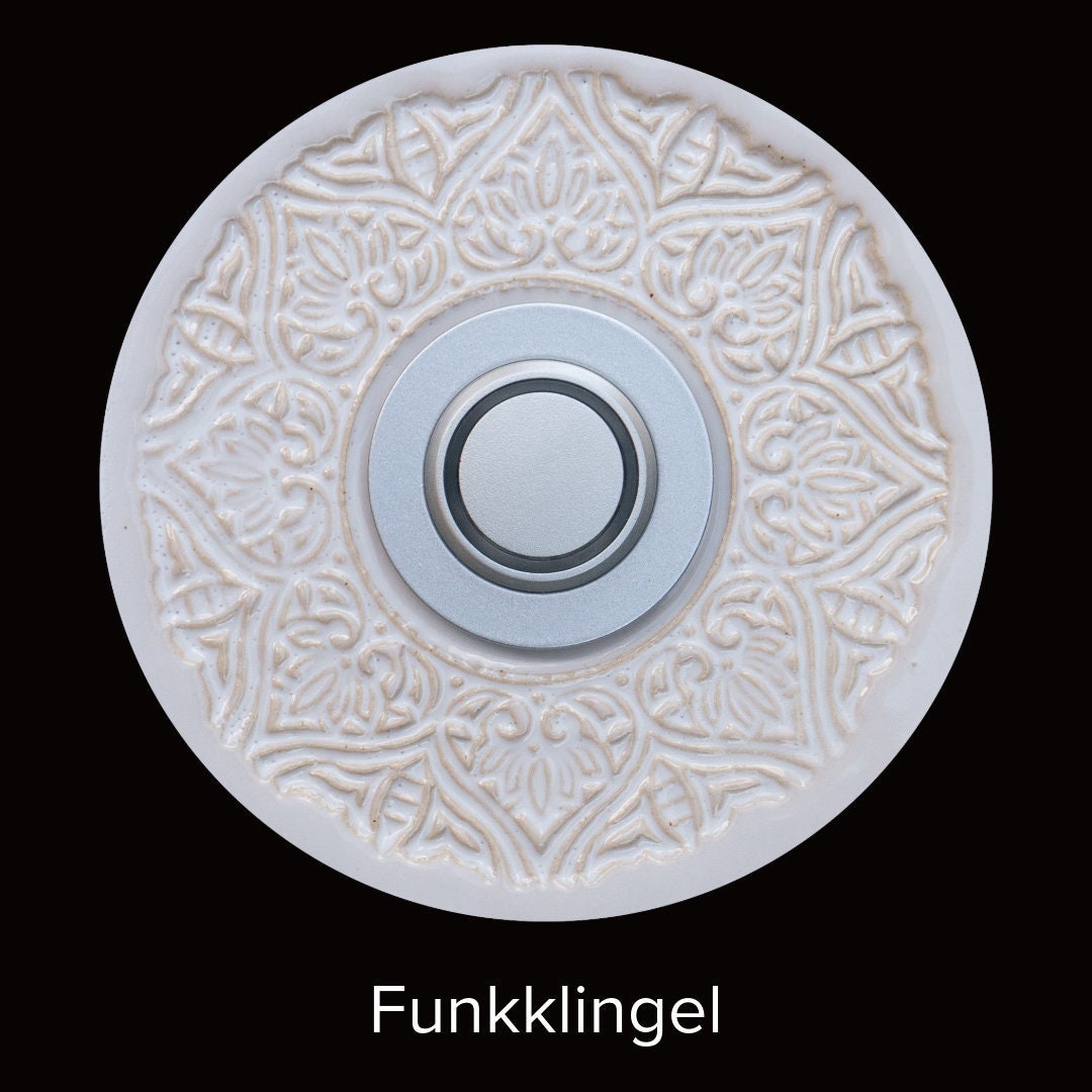 Funkklingelplatte, Funkklingelschild aus Keramik (ca 16cm im Durchmesser)