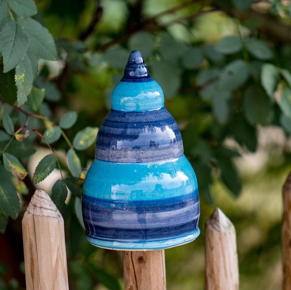 Beetstecker, Pfostenhocker h ca 12cm , Öffnung unten 5-6 cm, Blau gestreift