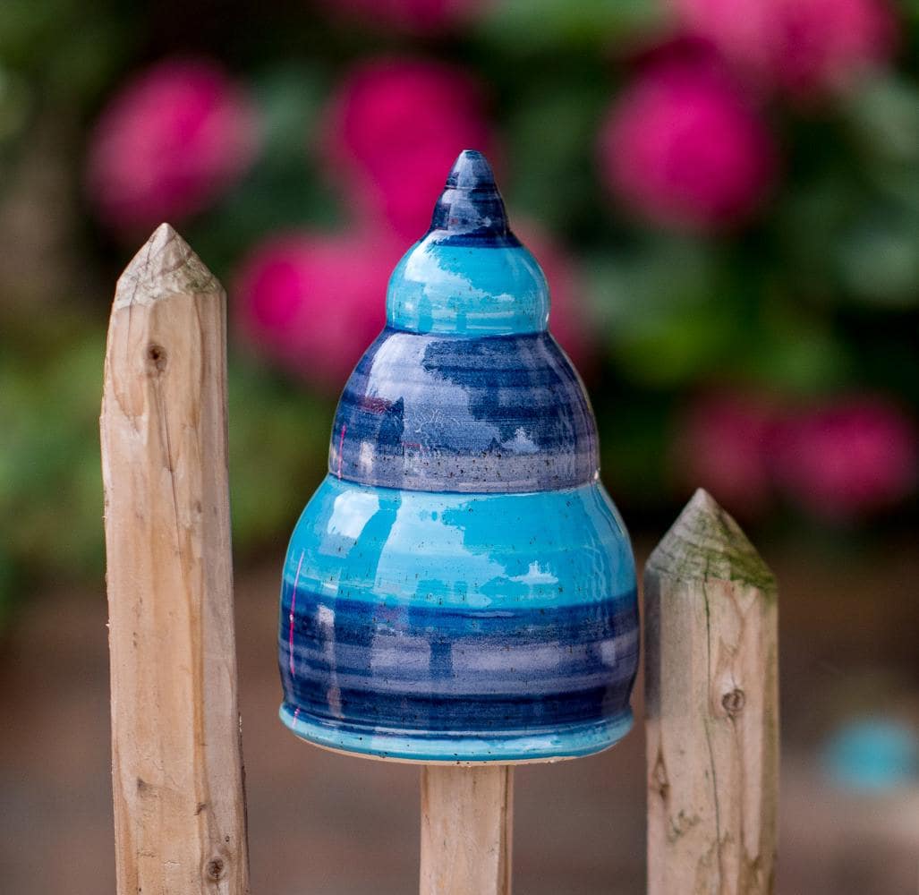 Beetstecker, Pfostenhocker h ca 12cm , Öffnung unten 5-6 cm, Blau gestreift