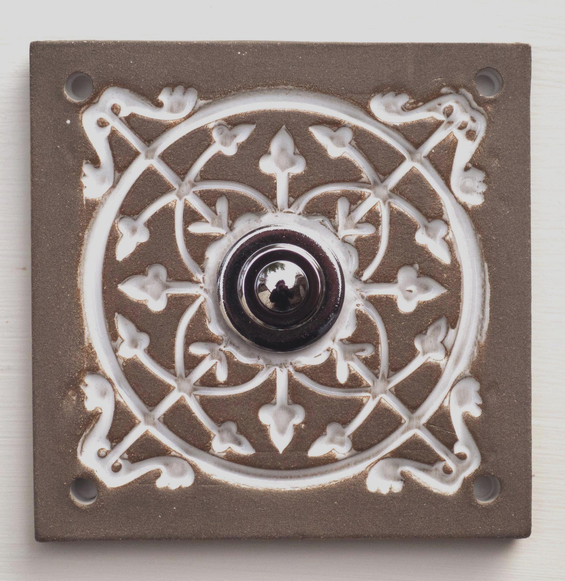 Klingelplatte, Klingelschild aus Keramik , L (ca 12x12 cm)
