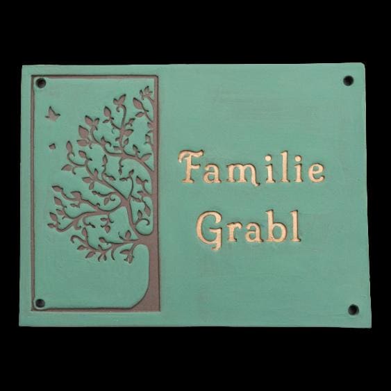 Türschild, Namensschild aus Keramik mit Lebensbaum, ca. 20 cm x 25 cm+