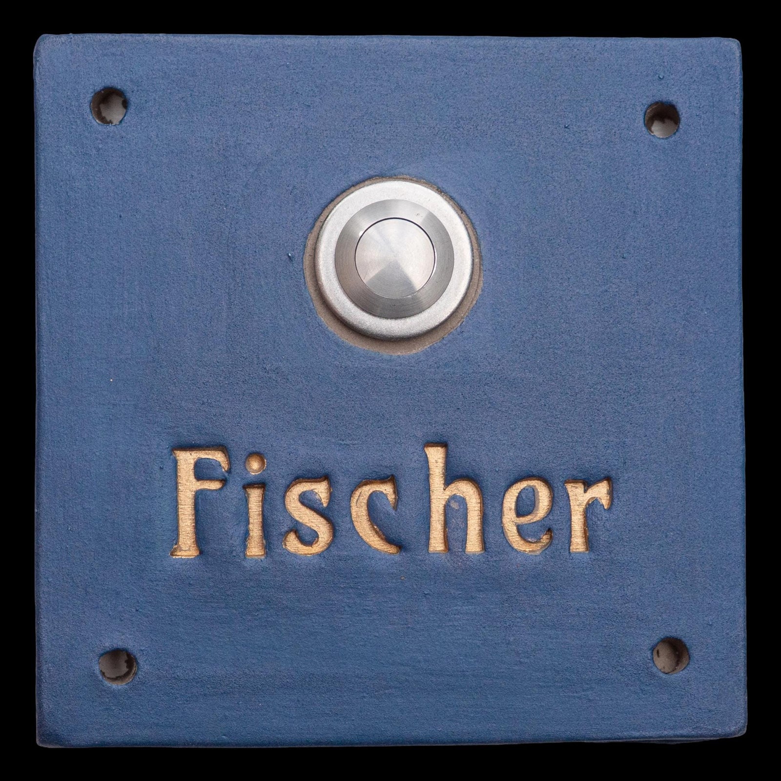 Türschild, Klingelschild aus Keramik, ca. 14 x14 cm+, matt blau