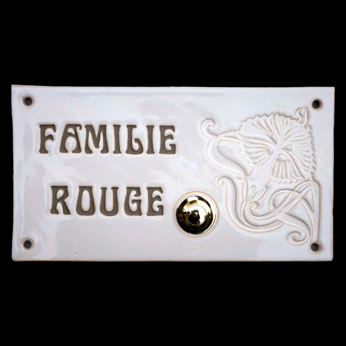 Handgefertigtes Keramik-Türschild – Namensschild (ca. 21×14 cm),Weiß