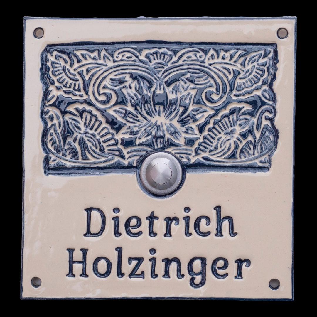 Handgefertigtes Keramik-Türschild mit Baum – Namensschild (ca. 20×24 cm)