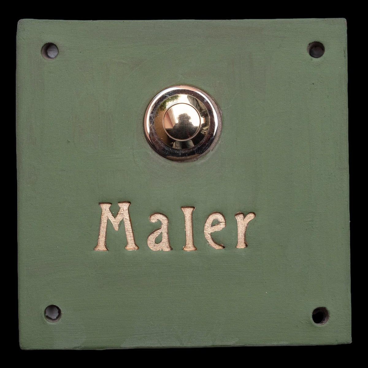 Handgefertigtes Keramik-Klingelschild in Mattblau – Türschild 13 x 13 cm, wetter- und frostbeständig, personalisiert