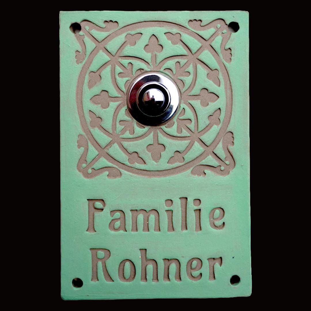 Handgefertigtes Keramik-Türschild – Namensschild (ca. 21×14 cm)