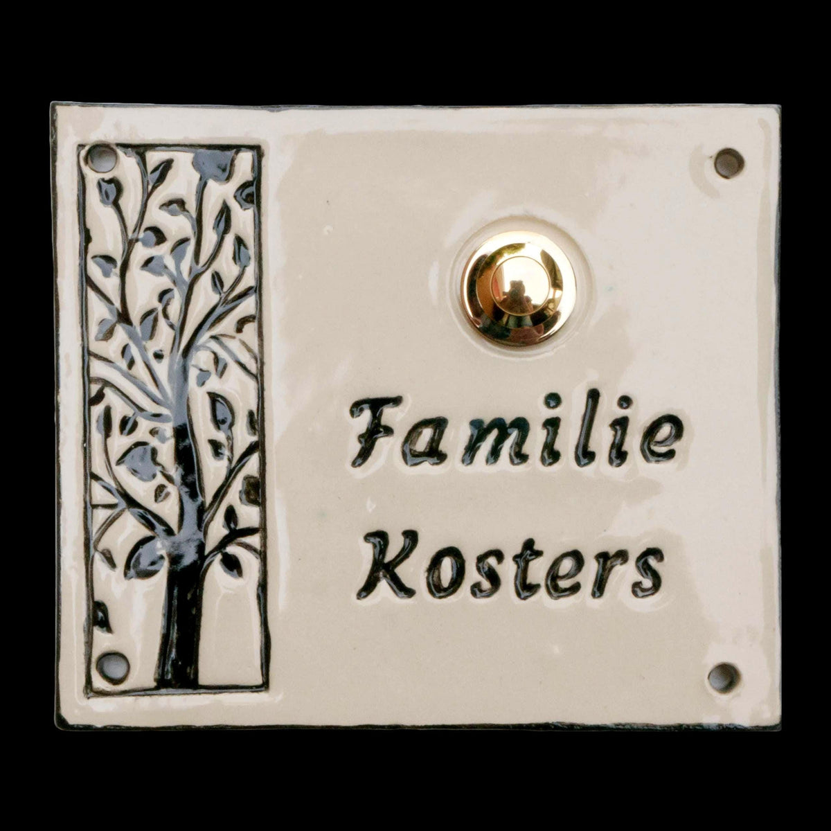 Handgefertigtes Keramik-Türschild mit Baum – Namensschild (ca. 20×24 cm)