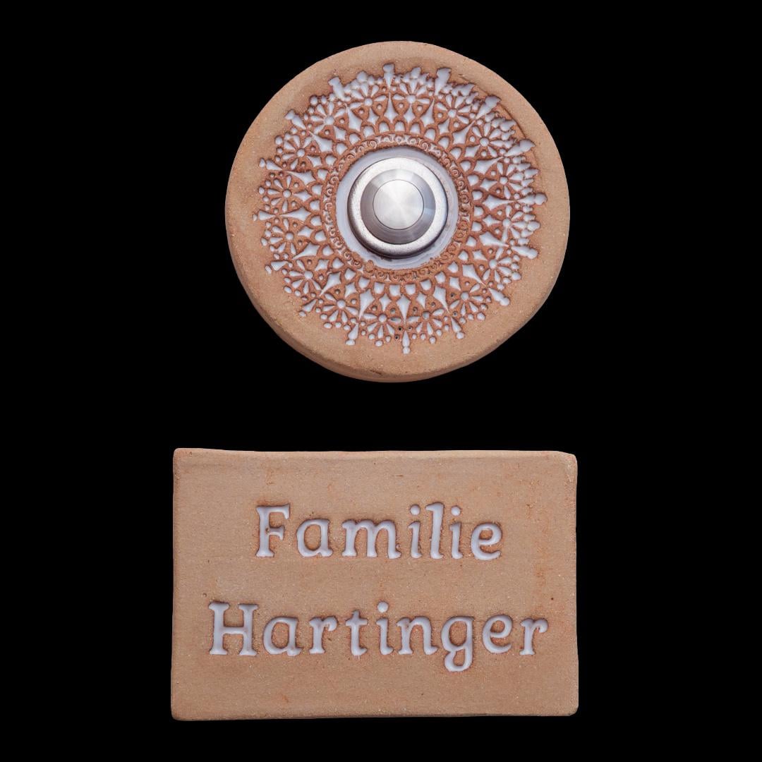 Handgefertigte schwarze Keramik-Klingelplatte mit Namensschild – Elegantes Türschild, ca. 6x15cm