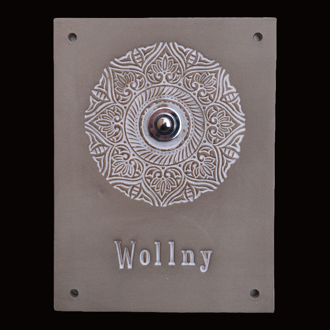 Handgefertigtes Keramik-Türschild mit Mandala & Namensgravur – Rechteckiges Namensschild ca B 16 x 20 cm