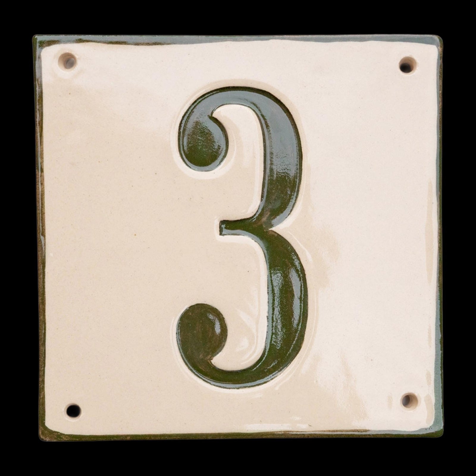 Handgefertigtes Keramik-Hausnummernschild – Zahl 34, Grau, Maße*siehe Beschreibung