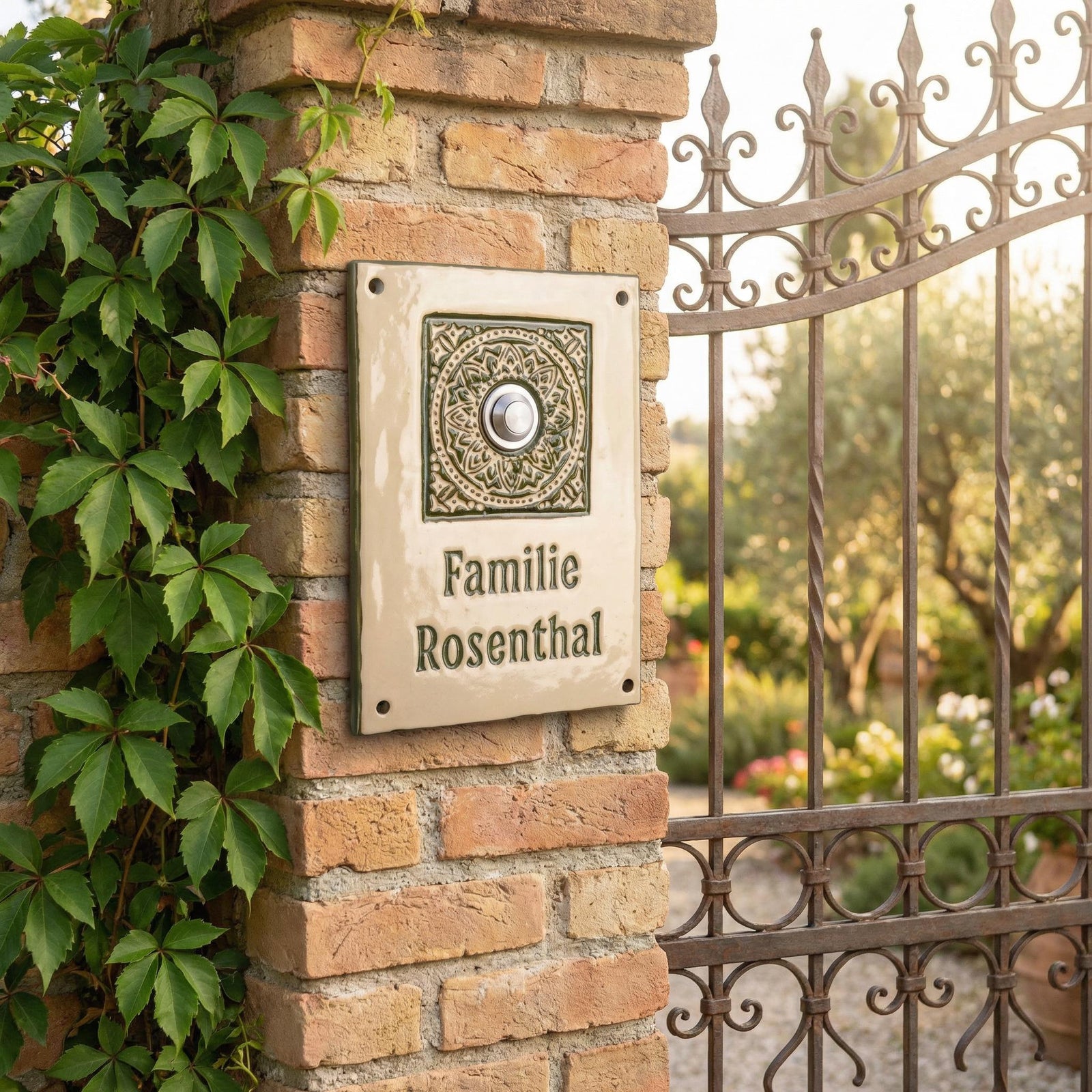 Handgefertigtes Keramik-Türschild mit Namensgravur – ca. 19 ×14 cm