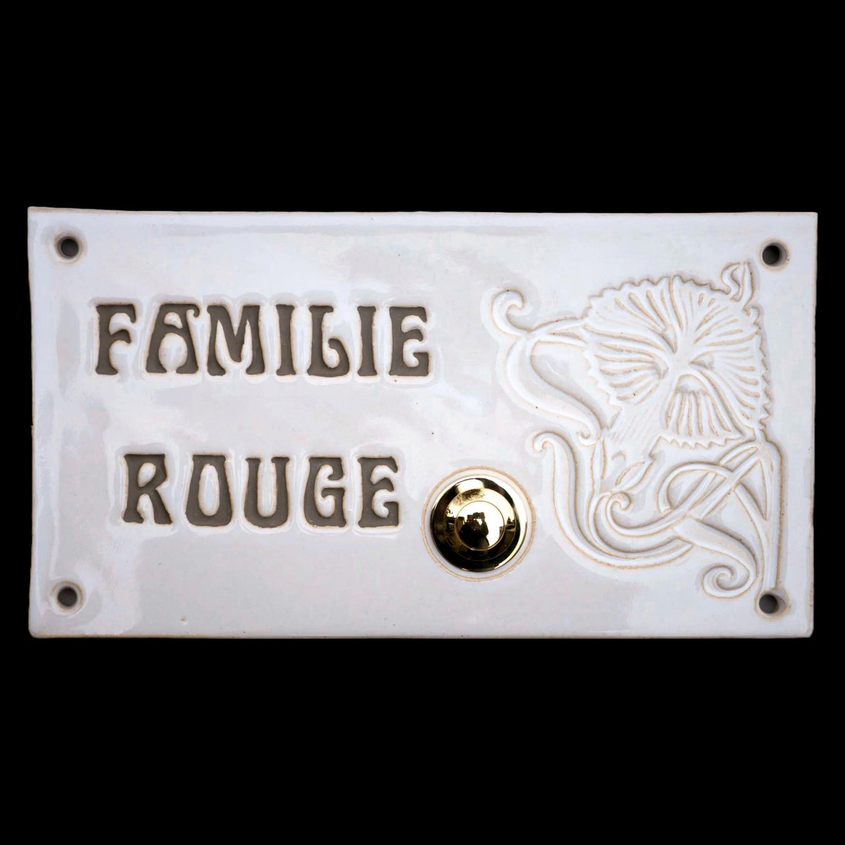 Handgefertigtes Keramik-Türschild – Namensschild (ca. 21×14 cm),Weiß