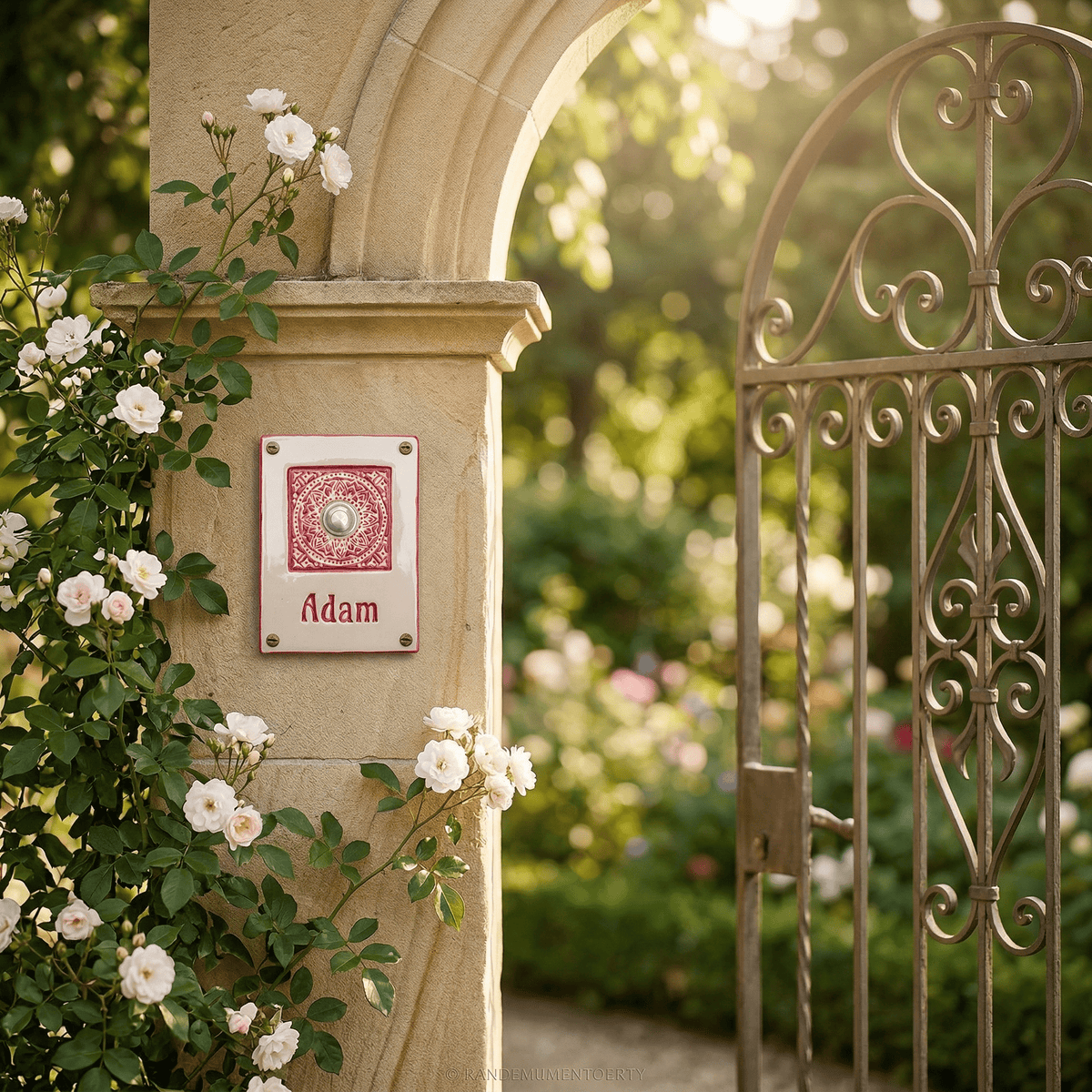 Keramik - Türschild Art Déco mit Klingel – handgemacht &amp; personalisiert,ca 19x14cm - Keramikwerkstatt Johanna Brückner