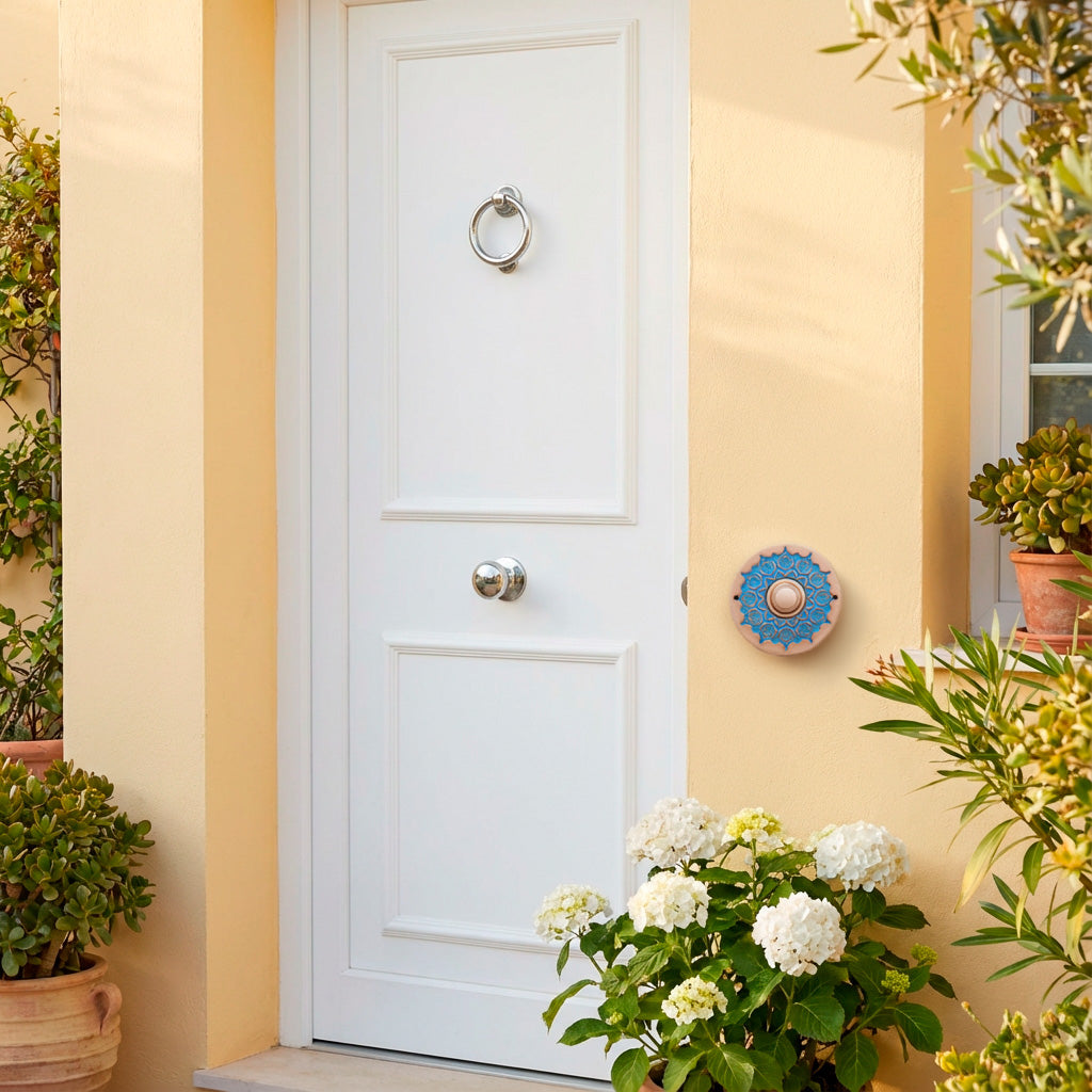 Handgefertigte Funkklingelplatte aus Keramik – ca. 16 cm Durchmesser, ohne Receiver