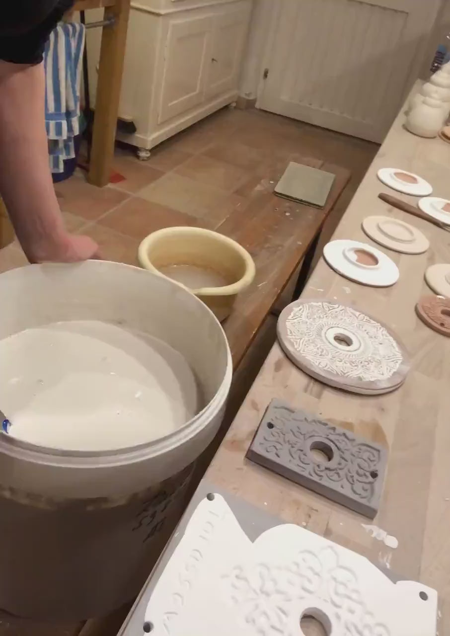 Funkklingelplatte, Funkklingelschild  aus Keramik (ca 15cm im Durchmesser)