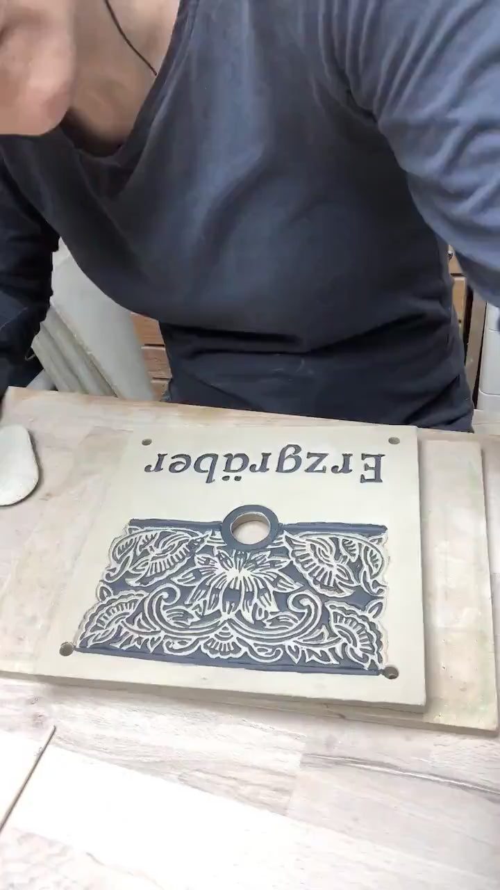 Türschild, Namensschild aus Keramik, ca. 16 x 24 cm