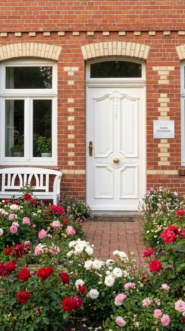 Handgefertigtes Keramik-Türschild mit Floralem Relief in weiß – ca. 27×23 cm