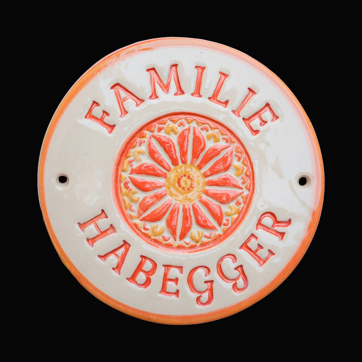 Türschild orange/gelb - Keramikwerkstatt Johanna Brückner