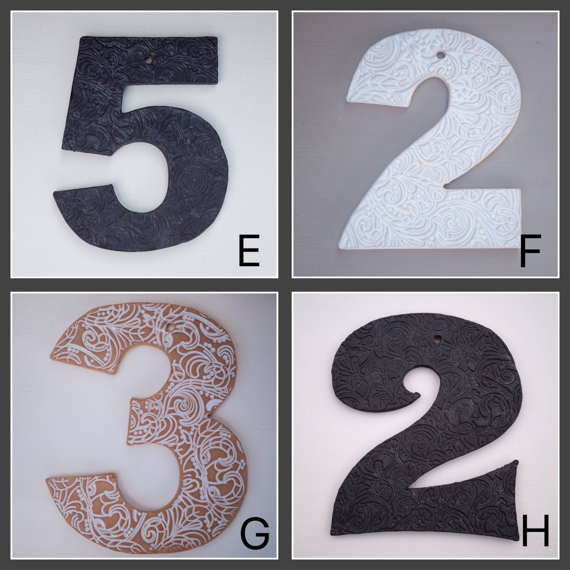 2 Hausnummern aus Keramik 15cm, 2 Nummern